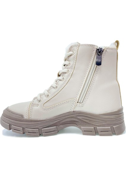 CX5428 Içi Kürklü Fermuar Detaylı Ortopedik Kız Çocuk Şık Günlük Bot Vizon modelleri