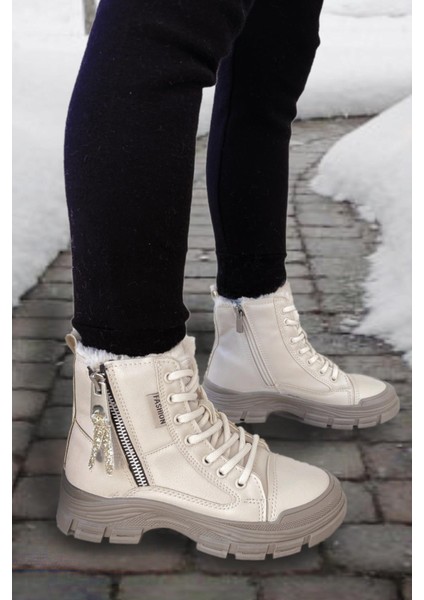CX5428 Içi Kürklü Fermuar Detaylı Ortopedik Kız Çocuk Şık Günlük Bot Vizon fırsatları