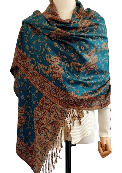 Retro Püskül Kaju Nakış Etnik Tarzı Büyük Şal Kadınlar Için Çift Amaçlı Seyahat Eşarp (Yurt Dışından)