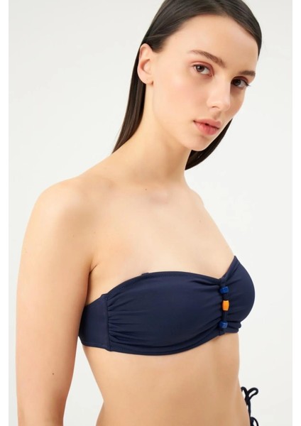 1036 Lacivert Straplez Bikini Takımı
