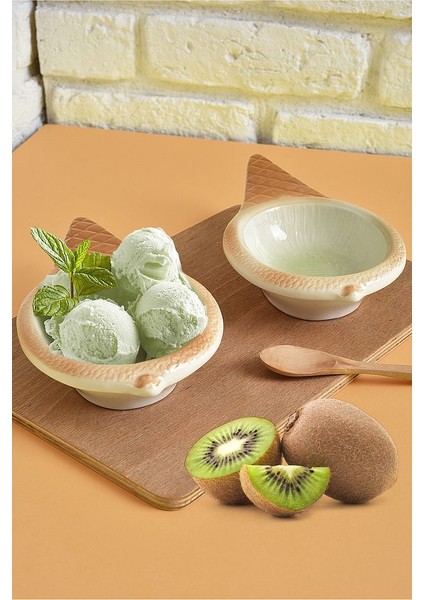 Dondurma Kasesi 2'li Dondurma Külahı Desenli Limon