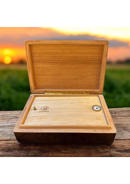 Guevara Sedir Mini Puro Kutusu Humidor Kahve 4s