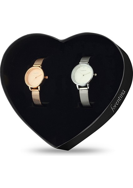 Kadın Çift Hasır Kol Saati Kombin Set PS2192