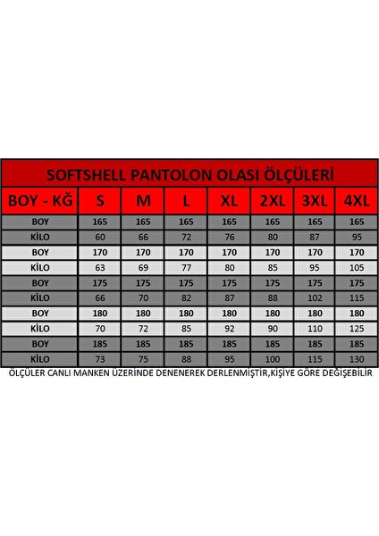 Erkek Softshell Kışlık Taktik Outdoor Komando Cepli Içi Şardonlu Rüzgar ve Su Geçirmez Pantolon