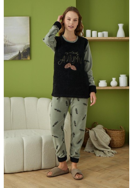 6016 Duman Kadın Polar Pijama Takımı