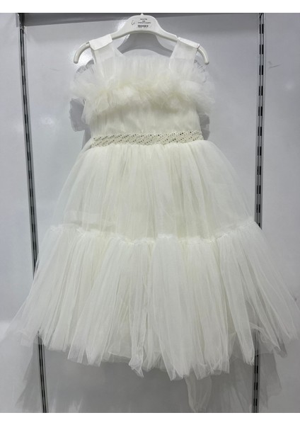 Uğurböceğiçocuk 418 Önü Fırfırlı Inci Detay Kabarık Kız Abiye fiyatları