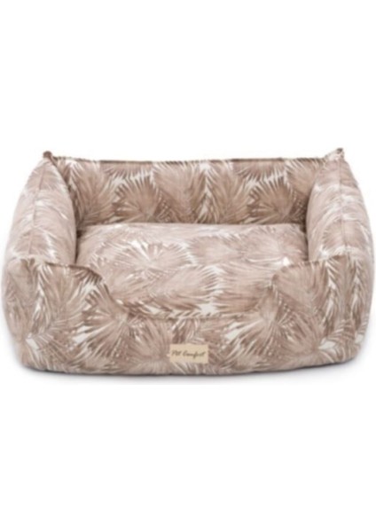 Alpha Açık Kahverengi-Beyaz Köpek Yatağı M 80x65cm