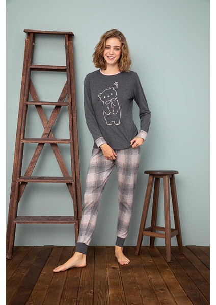 Sevim 13372 Antrasit Pamuklu Kadın Pijama Takımı fırsatları