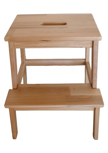 Ahşap İki Basamaklı Mutfak/Banyo/Balkon Çok Amaçlı Dayanıklı Tabure