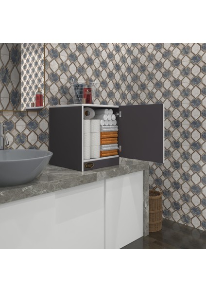 Kenzlife kapaklı mutfak dolabı melek29 gri 039x029x29 banyo ofis komodin (m)