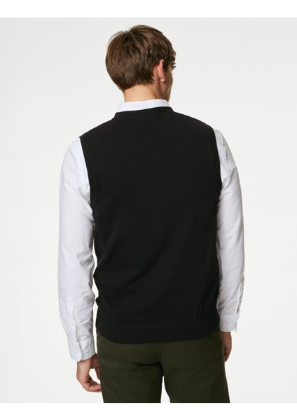 Saf Pamuklu V Yaka Süveter