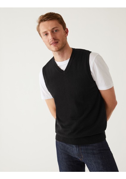 Saf Pamuklu V Yaka Süveter fiyatları