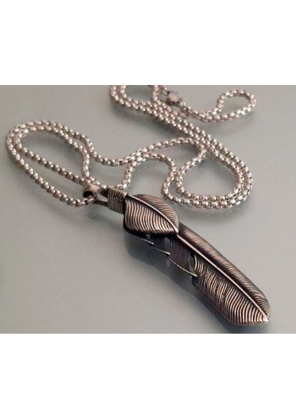 Gümüş Renk Paslanmaz Çelik Kartal Kanat Tüy Kolye