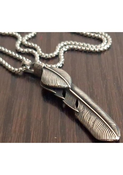 Gümüş Renk Paslanmaz Çelik Kartal Kanat Tüy Kolye fiyatları