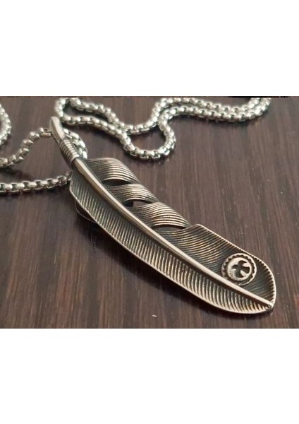 Gümüş Renk Paslanmaz Çelik Kartal Kanat Tüy Kolye fırsatları