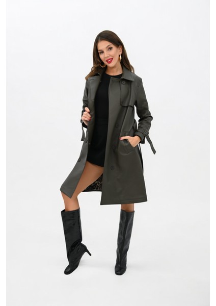 Kadın Deri Kuşaklı Trençkot 2500-25