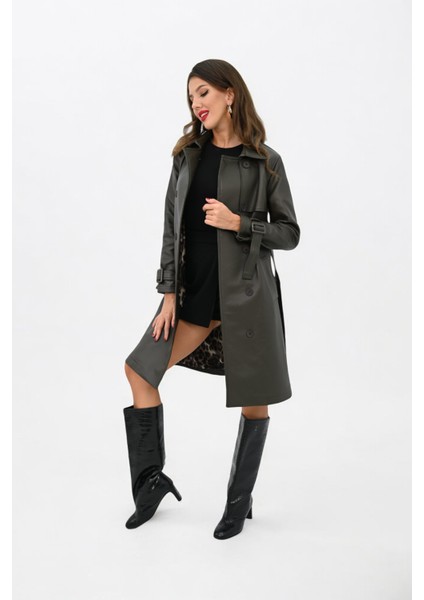 Kadın Deri Kuşaklı Trençkot 2500-25 fiyatları