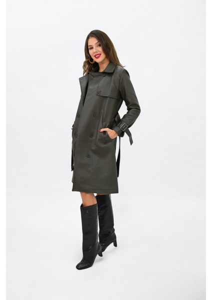 Kadın Deri Kuşaklı Trençkot 2500-25 modelleri