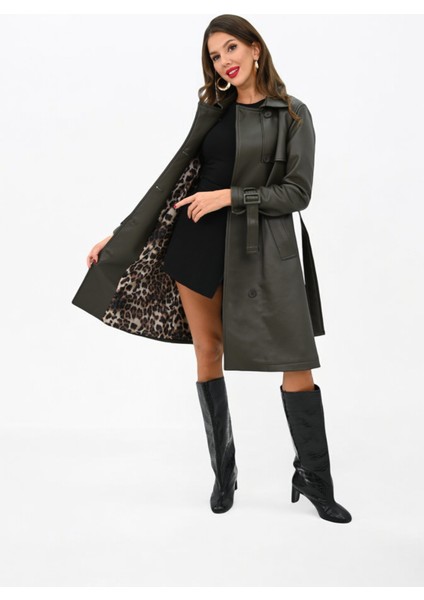 Kadın Deri Kuşaklı Trençkot 2500-25 fırsatları