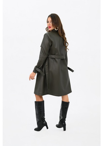 Kadın Deri Kuşaklı Trençkot 2500-25 indirimleri