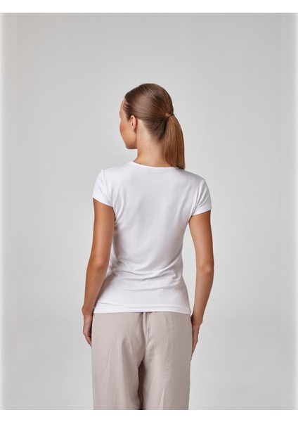 Kadın Kısa Kollu Sıfır Yaka Body T-Shirt Fit Kalıp fiyatları