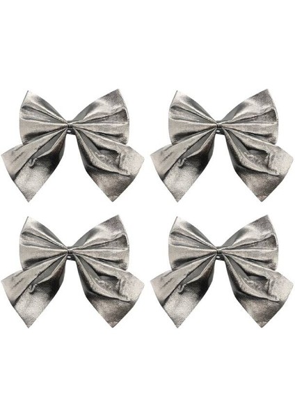 Yılbaşı Fiyonk Saten Parlak Gümüş 10 cm 4 Parça