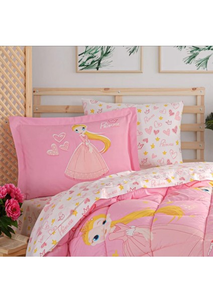 Prenses Pembe - Poplin Studio Tek Kişilik Uyku Seti