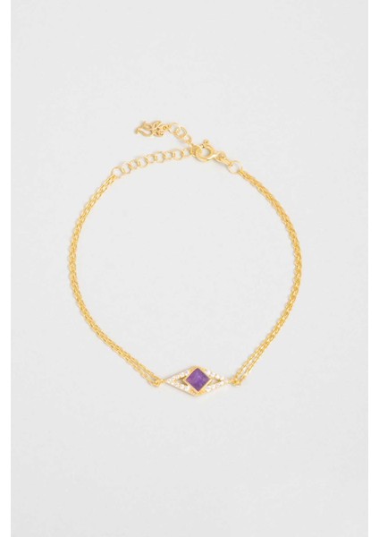 Ikonik Tasarım 18 Ayar Sarı Altın Kaplama 19 cm Gümüş Bileklik