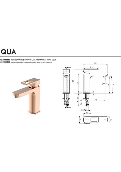 Clara Plus Lavabo Bataryası - Rose Gold fiyatları