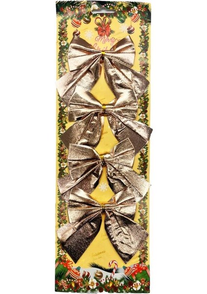 Yılbaşı Fiyonk Saten Parlak Rose Gold 10 cm 4 Parça fiyatları