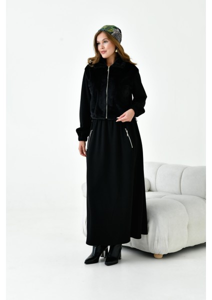 Kadın Angora Etekli Takım Siyah 30986 modelleri
