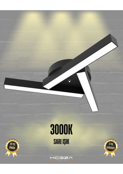 Mirador (Siyah Kasa, Sarı Işık) Ledli Modern Plafonyer LED Avize Salon Mutfak Oturma Odası Antre Hol Çocuk Odası LED