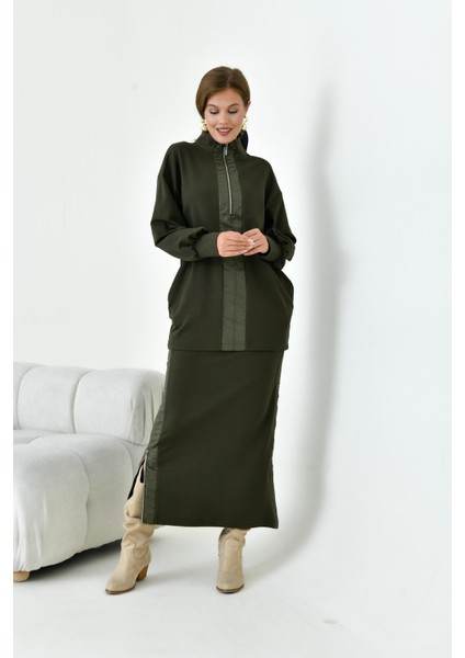 Kadın İki İp Safir Takım Haki 30951