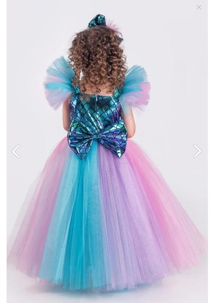 Kız Çocuk Deniz Kızı Abiye Kostüm Uzun Tül Elbise 3705 fırsatları