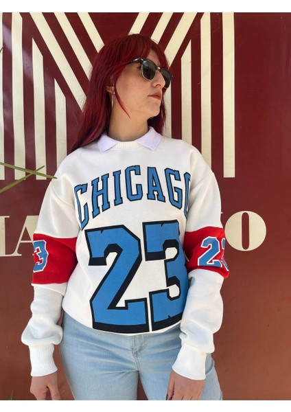 Retro Club  Unsex Oversize Chicago 23  Baskl Polarl Sweatshirt