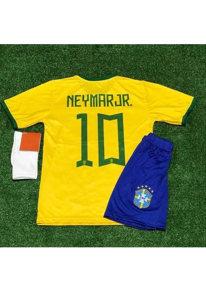 Brezilya 2023/24 Yeni Sezon Neymar Jr Çocuk Forması Şort Çorap 3'lü Set