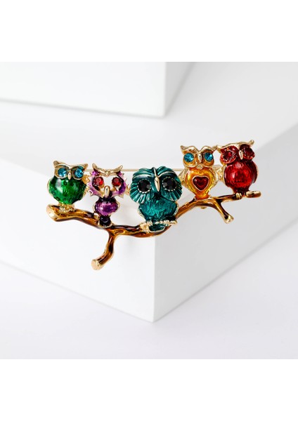 Avrupa ve Amerikan Moda Karikatür Hayvan Korsaj Dalları, Beş Baykuş, Sevimli Alaşımlar, Damlayan Yağ, Iğneler, Süs Eşyaları (Yurt Dışından)