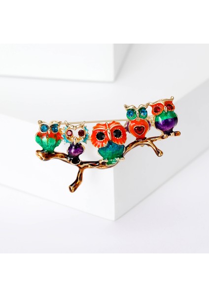 Avrupa ve Amerikan Moda Karikatür Hayvan Korsaj Dalları, Beş Baykuş, Sevimli Alaşımlar, Damlayan Yağ, Iğneler, Süs Eşyaları (Yurt Dışından)