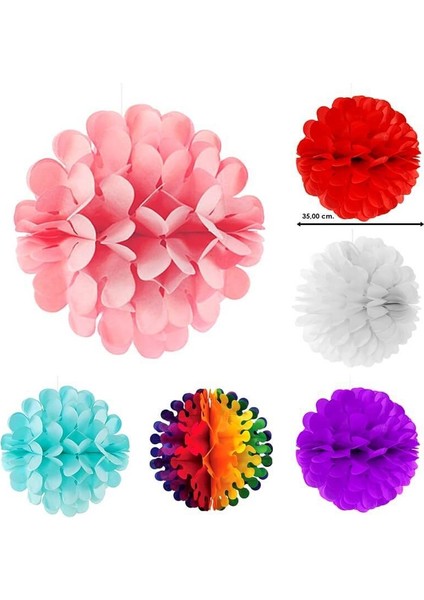 Kağıt Çiçek Top Süs - 35 cm