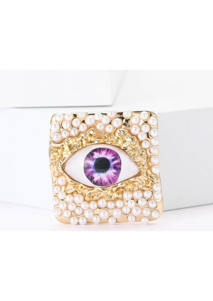 Alaşım Kare Inci Şeytanın Gözü Broş Çok Yönlü Kadın Korsaj Süs Pin Erkek (Yurt Dışından)