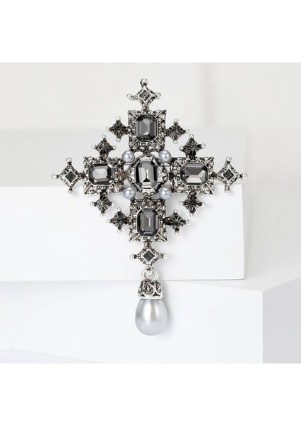 Barok Çapraz Asılı Inci Broş Takım Elbise Ceket Kazak Aksesuarları (Yurt Dışından)