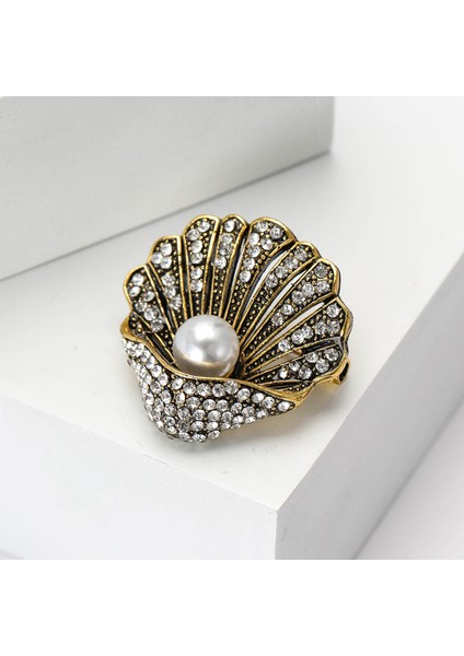 Vintage Inci Kabuk Broş Bayanlar Ceket Takım Elbise Korsaj Süs Yaka Pin (Yurt Dışından)