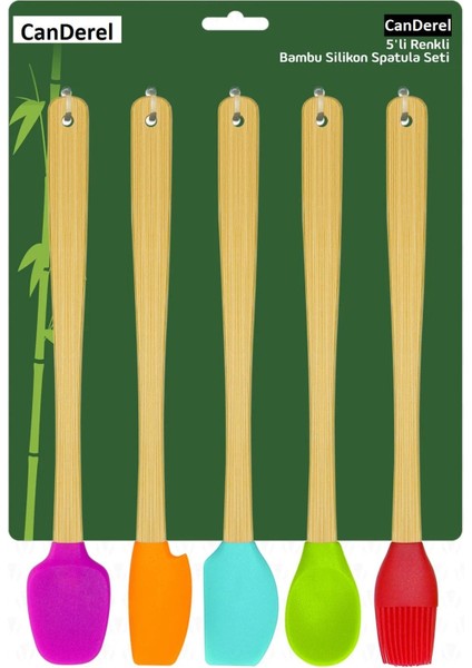 Isıya Dayanıklı Yanmaz 5 Li Renkli Bambu Silikon Spatula Seti 26CM fırsatları