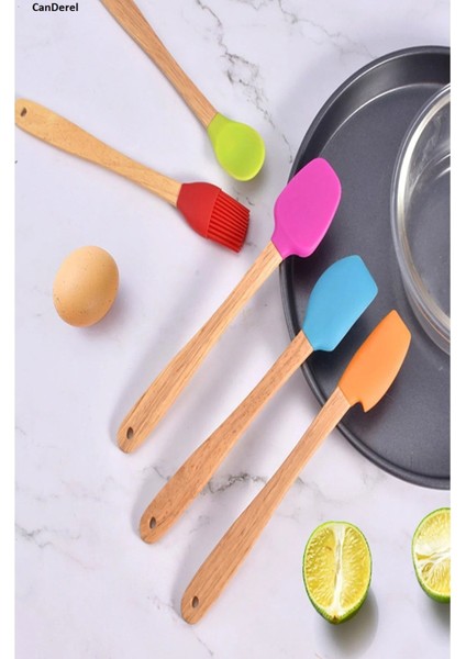 Isıya Dayanıklı Yanmaz 5 Li Renkli Bambu Silikon Spatula Seti 26CM indirimleri
