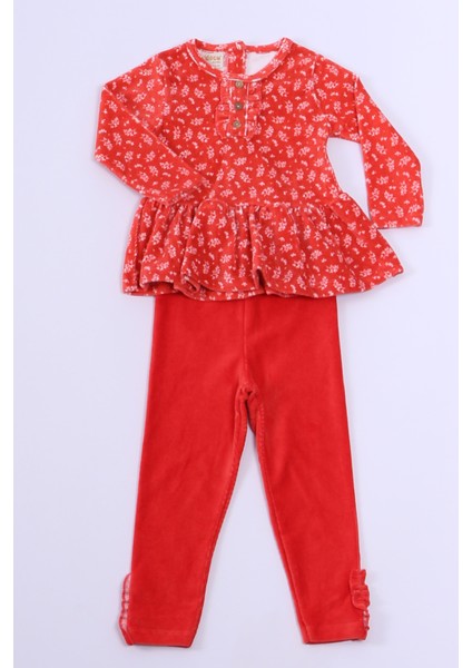 Kız Çocuk Kadife Tunik Takım Fırfırlı Düğmeli C19 fiyatları