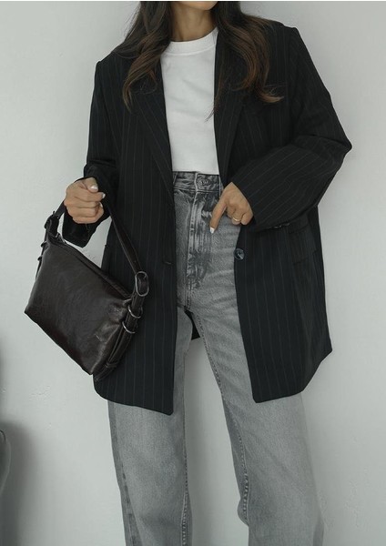 Kadın Relaxed Fit Çizgili Blazer Ceket modelleri