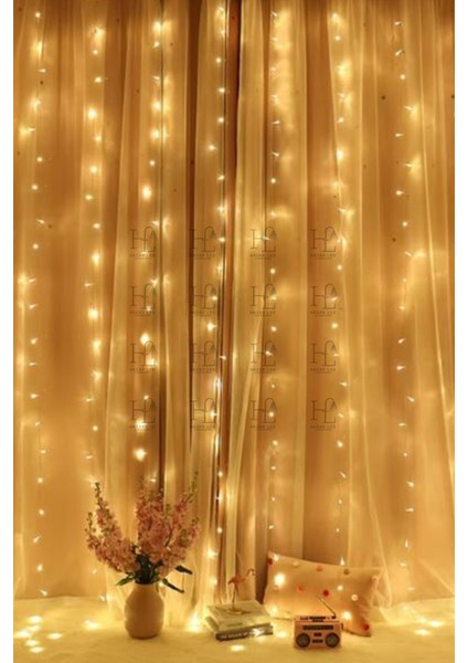 3 x 3 Metre Perde Led Işık Gün Işığı 8 Fonksiyonlu Eklenebilir Dekoratif Led Işık Yılbaşı Süsü