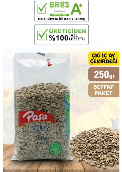 Paşa Kuruyemiş Çiğ Iç Ay Çekirdeği Şeffaf Paket 250 gr (Naturel)