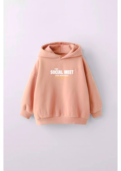 Miniko Kids Kız Çocuk Socıal Meet Baskılı Kapüşonlu Manşetli Sweatshirt