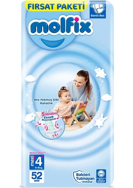 Bebek Bezi Fırsat Paketi 4+ Beden 9-16 kg 52 Adet